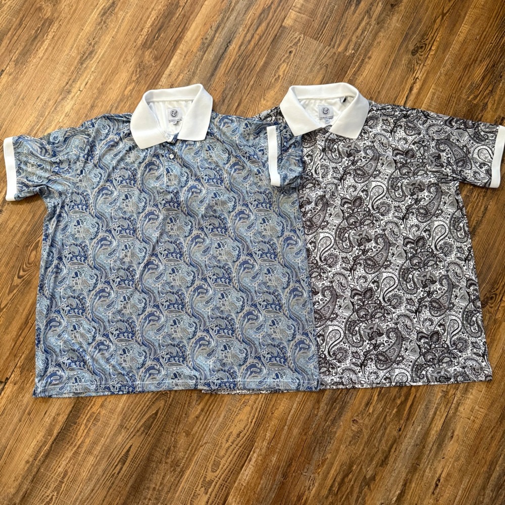 Kilburne & Finch Paisley Polo Shirt Mens 3XL Golf Performance Lot of 2 Floral